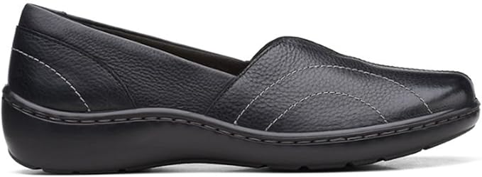 Clarks Women's Cora Meadow Loafer, Black Leather, 5