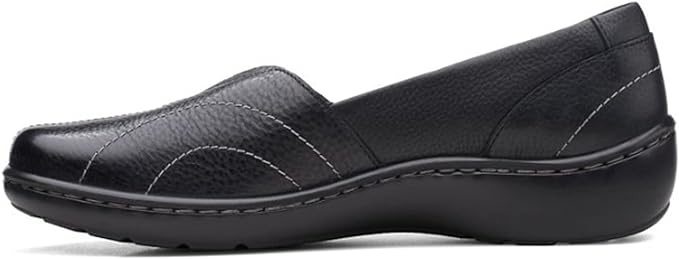 Clarks Women's Cora Meadow Loafer, Black Leather, 5