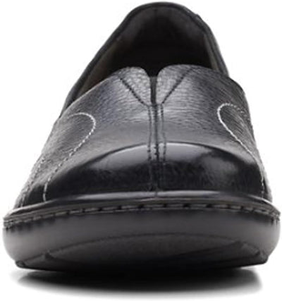 Clarks Women's Cora Meadow Loafer, Black Leather, 5