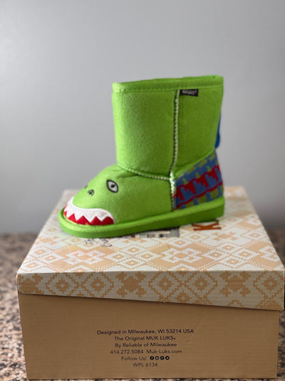 MUK LUKS Kids' Animal Green Dinosaur Pull-On Boot