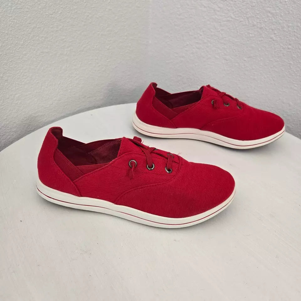 Clarks Women's Cloudstepper Breeze Ave Sneaker Red Slip On Shoes Size 7.5